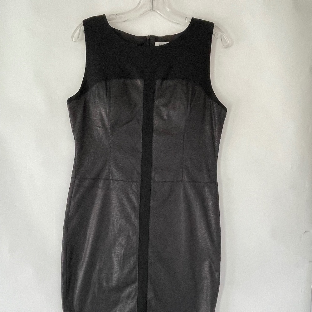 Black Faux-Leather Trim Mini Dress